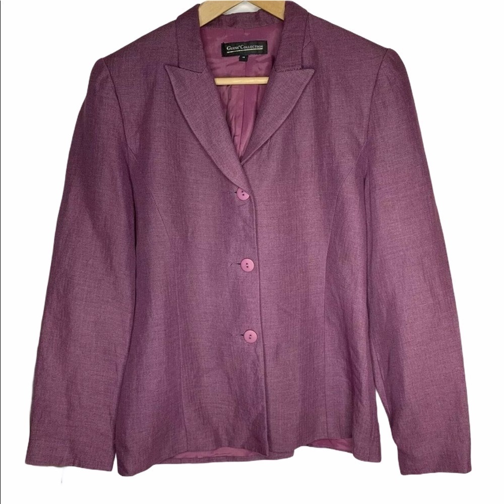 Vtg Guess Womens Linen Blend Career Blazer Size 4